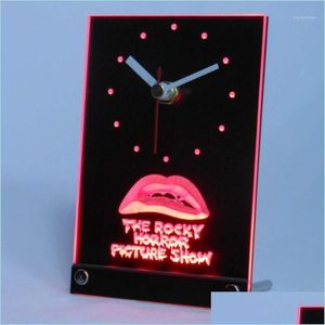 Horloges de table de bureau en gros-Tnc0220 The Rocky Horror Picture Show Table de bureau 3D LED Clock1 Horloges Drop Livraison 2021 Home Garden de Dhbu5