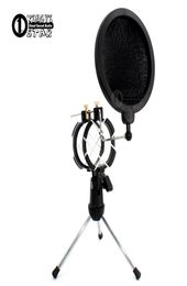 Deskop verstelbare popfilterclip Mikrofon statief vouwen Karaoke microfoonstandaard voorruit masker schild pc -opname microfoon houder4192345