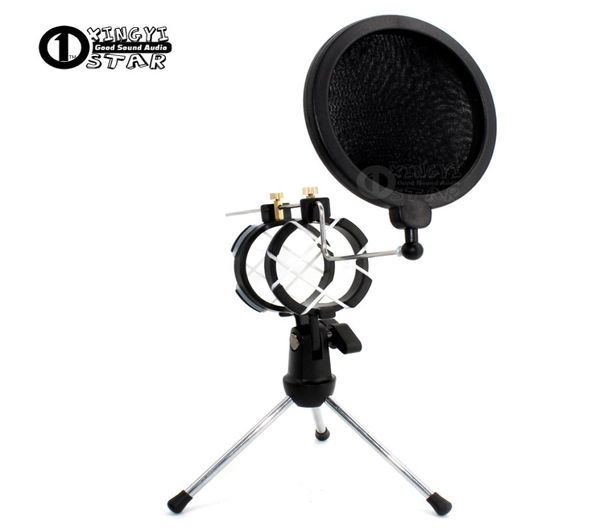 Clip de filtre anti-pop réglable de bureau trépied de microphone pliable support de microphone karaoké pare-brise masque bouclier support de micro d'enregistrement PC2772334