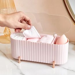 Organizador de maquillaje a prueba de polvo de la caja de almacenamiento de los cosméticos de escritorio para almohadillas de algodón Swabils Beauty Huevo Huevo Organizador de joyas
