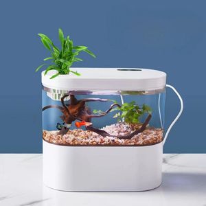 Desktop Creative Mini Aquarium Fish Tank met biochemisch filtersysteem en LED-licht Betta Fish Ecologische watercyclus 240124