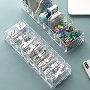 Boîtes de stockage de ligne de données de bureau 8 grilles câble de charge d'écouteur transparent boîte anti-poussière rangée en plastique fournitures de ceinture BH5701 WLY