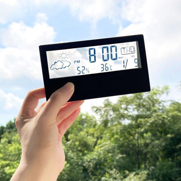 Réveil numérique de bureau pour enfants chevet maison étudiant horloges de température d'humidité transparentes