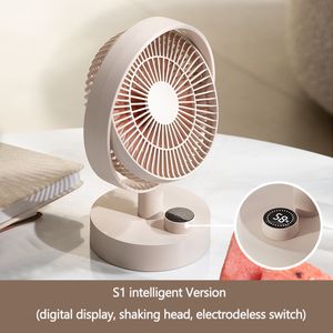 Ventilador de escritorio Cabeza móvil Pantalla digital inteligente Mini ventiladores de refrigeración Tipo C Ventilador portátil de bajo ruido recargable