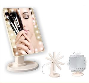 Miroir de maquillage pliable de bureau avec lumières LED et capteur tactile Miroir de maquillage de voyage Miroir LED éclairé Portable