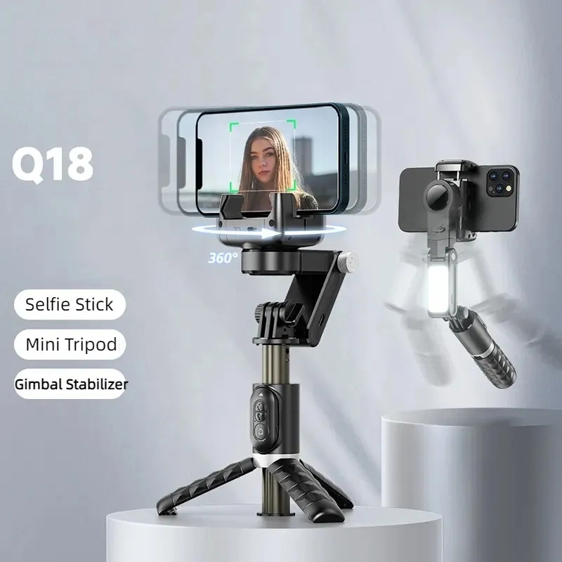 Masaüstü Gimbal Stabilizatör Kablosuz Uzaktan Kumanda Selfie Stick Yüz İzleme Telefon Tutucu Selfie Stick Tripod Dolgu Işığı