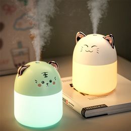 Desktopbevochtiger met kleurrijke atmosfeer licht 250 ml capaciteit coole mist aroma diffuser huis slaapkamer luchtbevochtiger purifier 220727