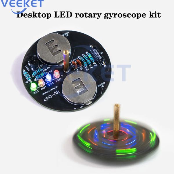 Giroscopio rotativo LED de escritorio Kit electrónico DIY COMPLEJO DE CIRCUITO DE LUZ DE ASHORA