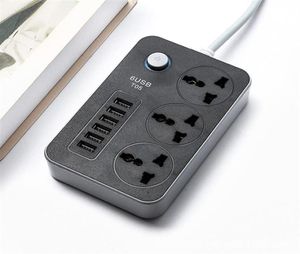 Plug de bureau multi-puissance avec 3 prises AC 6 USB Fast Charging Ports Adaptateur de socket US UK UK EU AU TIMER189Q317C1682184