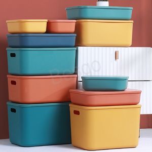 Caja de almacenamiento de escritorio Misceláneas cosméticas Snack Cajas de almacenamiento de plástico Ropa interior Organizador de calcetines Cesta Dormitorio Juguete Libro Herramienta ordenada BH6333 WLY