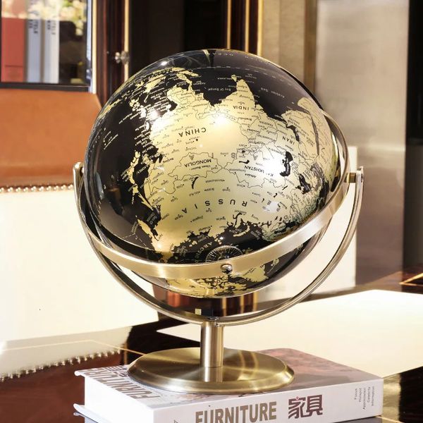 Globe du monde de bureau rétro, accessoires de décoration pour la maison, terre 20CM, ornements de luxe légers, carte géographique, bureau 240314
