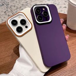 Coque de téléphone à lentille de couleur contrastée détachable, étui arrière en TPU souple en Silicone liquide pour iPhone 11 12 13 14 15Pro max