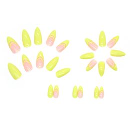 Faux ongles détachables, couverture complète, pointes d'ongles longues ballerine à pression, mode Simple, manucure à tête ovale avec Design Unas Postizas Desmontables