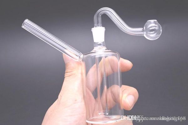 Bong de brûleur à mazout à main détachable Pyrex bécher en verre épais bong mini-bac à cendres bong pour fumer avec un tuyau de brûleur à mazout en verre mâle de 10 mm