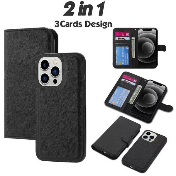 Fundas de cuero con tapa magnética desmontable 2 en 1 Marco de fotos Ranura para tarjeta Imán de TPU Cubierta extraíble desmontable para iPhone 15 14 13 12 Mini 11 Pro Max XR XS X 8 7 Plus