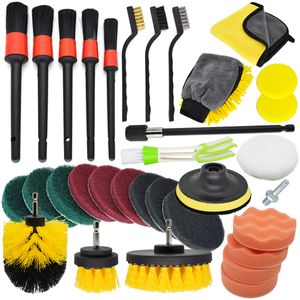 Détails Brush Set Power Scurpor Drill Drill Car Brostes Boulanges Air Louts Polirage Sponge Padin Glass Roue Tire Rim Nettoyage Outils