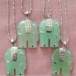 Détails sur 4pcs Natural Green Jade Elephant Pendant Collier AAA Grade