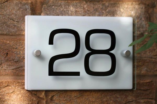 Détails sur la plaque de maison moderne signe numéro porte rectangle verre effet acrylique couleur choix plaques plaque autre matériel