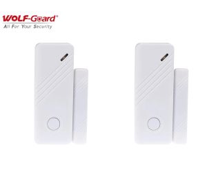 Détecteur 2 X Wolfguard Contact sans fil Capteur de portewindow 433MHz aimant de détecteur d'écart intelligent pour la sécurité d'alarme à domicile Système Burlgar