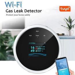 Détecteur 2021 Nouveau tuya wifi Smart LED Smart Digital Natural Gas Alarm Capteur de gaz Détecteur Détecteur Gas Smoke Alarm Fonctionne avec SmartLife Tuya App.