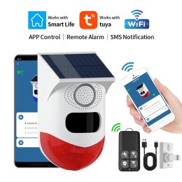 Détecteur 2in1 Wifi Tuya Smart Remote Control Outdoor Charging Security Sound Alarm Detector Capteur Farm Garden Solaire Infrarouge Sirène