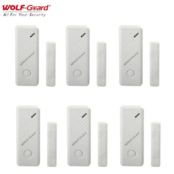 Détecteur 6 X Wolfguard Wireless Contact Door / Window Magnet Capteur ouvert / Détecteur fermé Accessoires de bricolage pour le système de sécurité d'alarme domestique