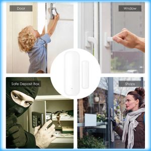 Detector Aubess Tuya Smart WiFi Door Sensor Smart Door Open/gesloten detectoren Wifi Window Sensor voor Smart Life App beveiligingsbeveiliging