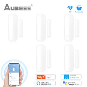 Detector Aubess Tuya WiFi Smart Door Sensor Smart Home Door Open/gesloten detectoren Window Sensor SmartLife Werkt met Google Home Alexa