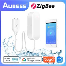 Détecteur Aubess Tuya Zigbee Wifi WiFi Water Capteur de fuite Détecteur Flood Water Fuite Alarme Smart Tuya Alarm Sensor Work with Zigbee