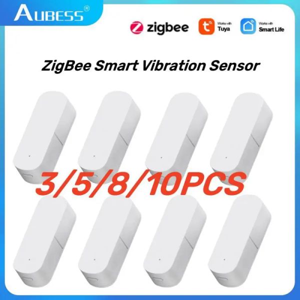 Détecteur Aubess Zigbee 3.0 Capteur de vibration intelligente Tuya WiFi Détection Protection de sécurité Home Protection d'alarme Détecteur Smart Life App