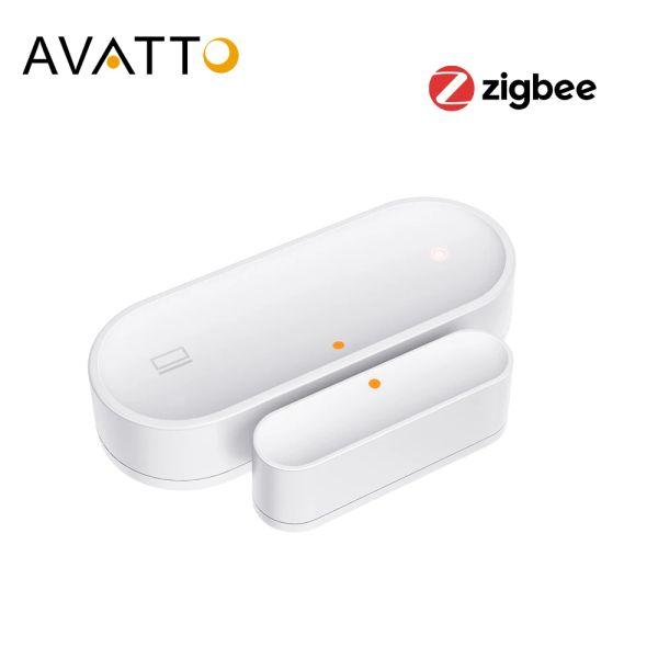 Detector Avatto Tuya Sensor de puerta Zigbee, Ventana de puerta inteligente de batería de litio detectores abiertos/cerrados, trabajo doméstico inteligente para Alexa, Google Home