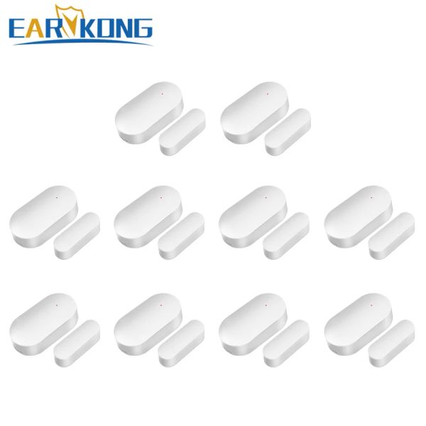 Detector EARYKONG 10 PCS sensor de puerta abierta detector de puerta interruptor de lengüeta inalámbrico 433MHz para seguridad de la casa wifi gsm alarma para el hogar alarma de garaje