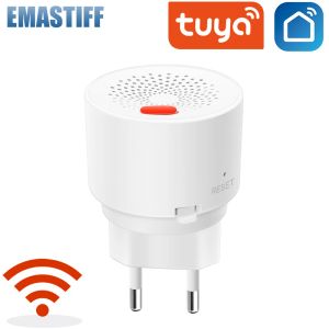 Detector Eu enchufe Tuya Wifi Sensor de gas natural Combustible Hogar inteligente GLA ALMA DE ALMA DE ALMA DE ALMAJE DE GAS Sensor de fugas Saféz de fuego Smart Home Smart Home