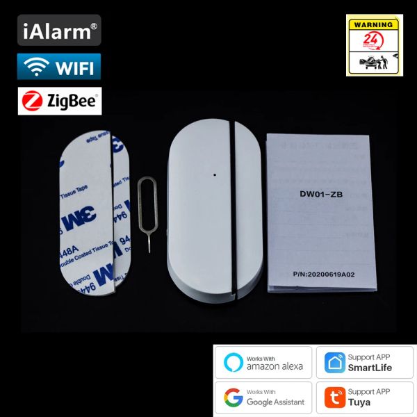 Detector iAlarm DW01, Sensor de puerta y ventana, Tuya Zigbee, enlace de protección de seguridad, detectores abiertos y cerrados, Control por aplicación Alexa Google Home