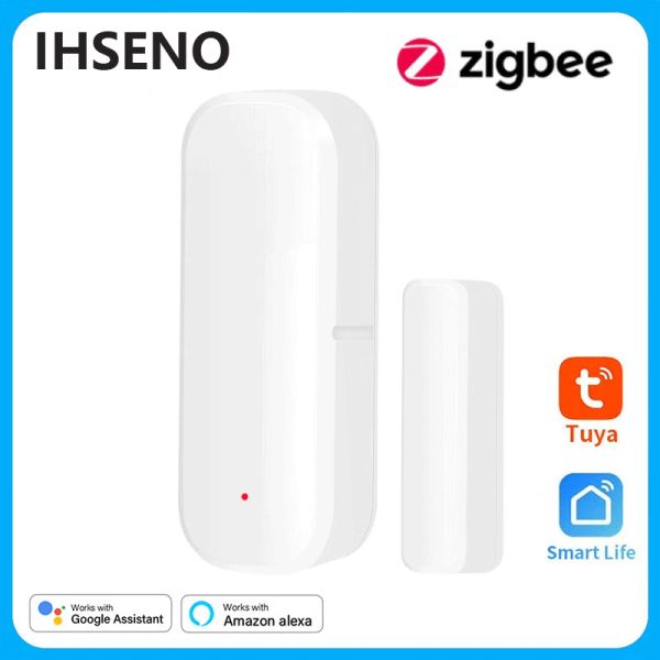 Détecteur Ihseno Zigbee Door Window Sensor Detecteur Tuya Smart Life App Home Security Protection Alarm System pour Alexa Google Assistant