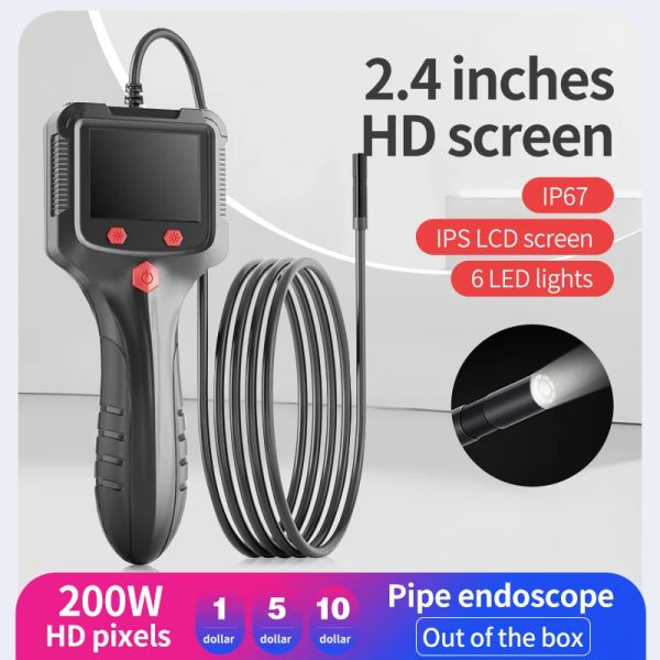 Détecteur Industrial Endoscope Camera 2,4 pouces écran IPS HD 1080p LEGLE LED 30M INSPECTION D'ÉGUILAGE D'ÉGURATION