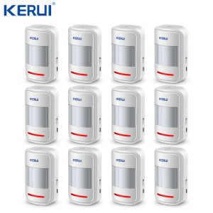 Détecteur Kerui 12pcs P819 Rechargeable 5V USB 433MHz Détecteur de mouvement PIR sans fil pour GSM PSTN Security Alarm System Auto Dial Alarm Kit d'alarme