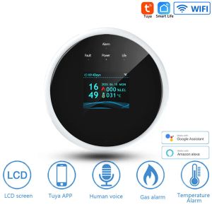 Detector keukengasdetector alarm wifi verbinding tuya app controle alarmbericht push live buzzer sirene kleur scherm veiligheidsgassensor