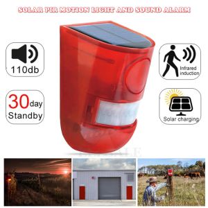 Détecteur New Solar Infrared Motion Sensor Alarm avec 110 dB Sirène stroboscopique pour la maison Garden Carage Shed Carvan Security Alarm System