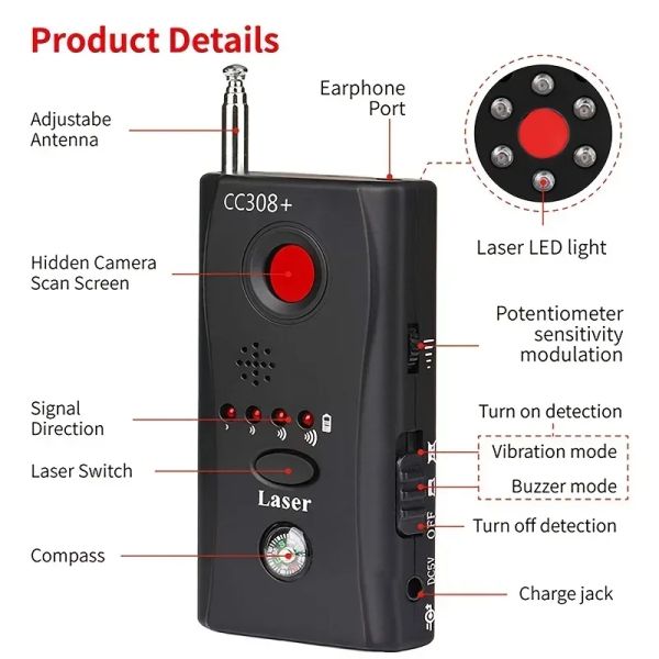 Détecteur Protégez votre intimité avec 1pc gage complète des gadgets antispy le détecteur de bogue mini signal de caméra sans fil GSM Finder de l'appareil GSM