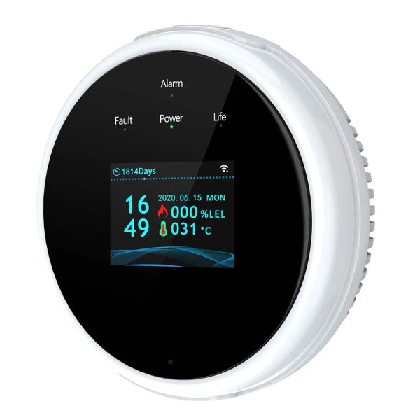Détecteur Smart Life TUYA WiFi Gas Fuite de fuite d'écran Affichage LED Combustible Smart Home Smart LPG Gas Alarm Température de température