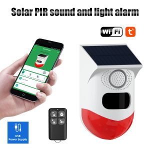 Détecteur Smart Outdoor Solar Pir infrarouge Alarme WiFi Système sans fil Sirène Imperméable 433MHz Strome de sécurité cambriole