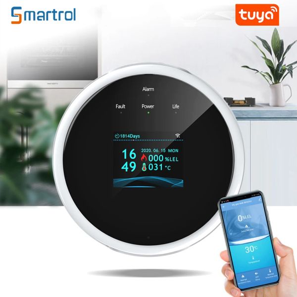 Détecteur Smartrol Natural Gas Alarm Capteur Tuya Smart WiFi ALARMES ALARMES ALARMES DE GAZ DÉCING DÉCING AVEC AFFICHAGE LCD POUR SMART Life App.