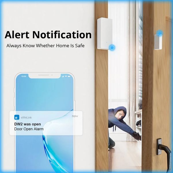Détecteur Sonoff DW2 Capteur de fenêtre de porte wifi Ewelink Smart Home Security Protection compatible avec Alexa Google Home Assistant