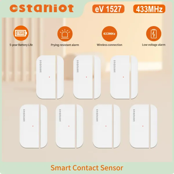 Detector Staniot Tuya Sensor de puerta Smart Security Home Security Detector de la batería de 5 años Puerta abierta sensor de contacto magnético cerrado