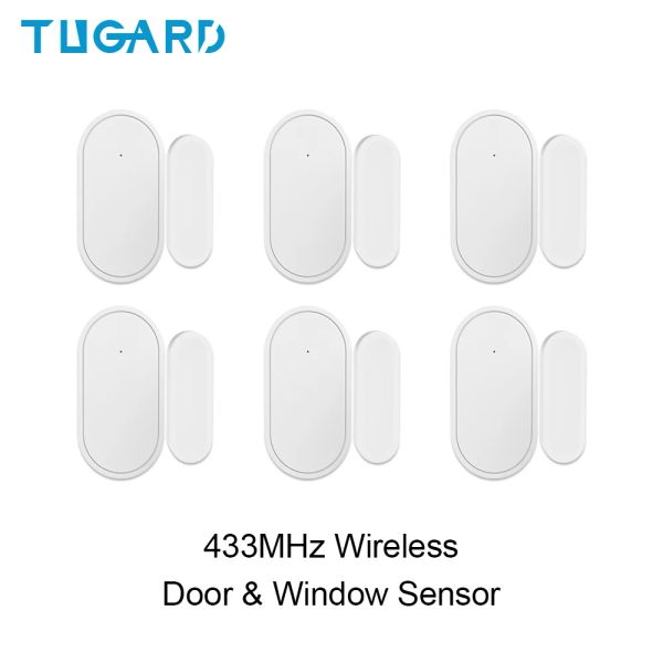 Detector TuGard D30 433MHz Sensor de la ventana de la puerta inalámbrica Mini sensor de alarma Armado Desarme para el sistema de alarma de seguridad del hogar Control remoto Control remoto