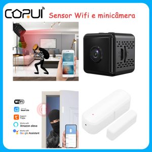 Détecteur Tuya Smart WiFi Door Capteur Capteur de fenêtre / 1080p HD Mini IP WiFi Caméra CamCrorder Wireless Home Security DVR Night Vision Monitor