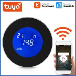 Detector Tuya Smart Wifi Alarma de gas Sensor Alarma de alarma Detector Combustible Detector de fugas de gas LCD Display 85DB Alarma de gas de GLP Smart LPG