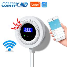 Detector Tuya Smart WiFi Natural Gas Lekkage Sensor 433MHz Draadloze numerieke displayscherm Detector Home Keuken Beveiligingsgeluid Alarm