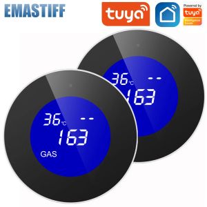 Detector Tuya Smart WiFi Natural Gas Sensor brandbaar huishouden Smart LPG Gas Alarm Detector Leksor WiFi Temperatuurdetectoren